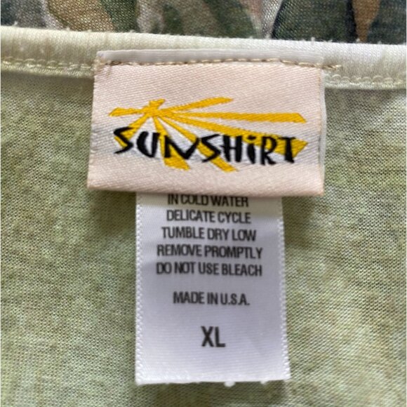 Sunshirt Vintage Womens Palm Tree Print Top XL Tropical Beach, Y2K Island Artsy - Picture 3 of 7